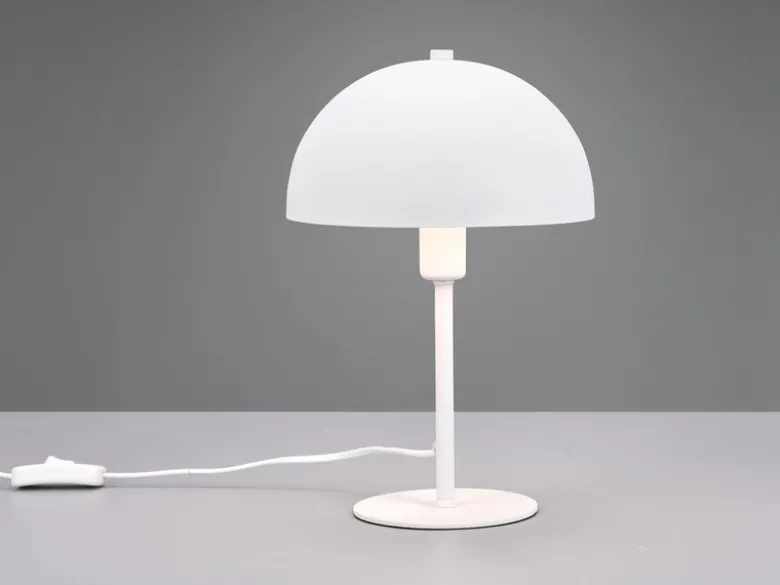 Kleine LED Tischleuchte aus Metall Weiß in Pilzform, Höhe 30cm