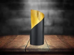 Kleine LED Tischleuchte 1 flammig Metall Schwarz matt / Gold, Höhe 24cm