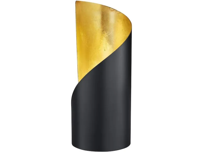 Kleine LED Tischleuchte 1 flammig Metall Schwarz matt / Gold, Höhe 24cm