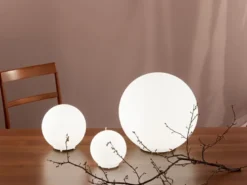 Kleine LED Tischleuchte Glaskugel Lampenschirm Opalweiß, Ø 20cm