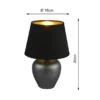 Kleine LED Tischleuchte mit Keramikfuß & Stoffschirm Schwarz Gold, Höhe 26cm