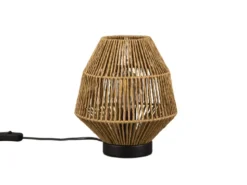 Kleine LED Tischleuchte mit Papier Lampenschirm im Boho Stil, Höhe 20cm
