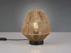 Kleine LED Tischleuchte mit Papier Lampenschirm im Boho Stil, Höhe 20cm