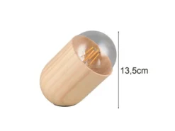 Kleine LED Tischleuchte oval aus hellem Naturholz, Höhe 13,5cm