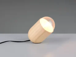 Kleine LED Tischleuchte oval aus hellem Naturholz, Höhe 13,5cm