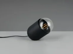 Kleine LED Tischleuchte oval aus Metall in Schwarz, Höhe 13,5cm