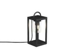 Kleine LED Tischleuchte Schwarz aus Stahl mit Klarglas, Höhe 33cm