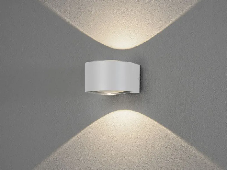 Kleine LED Up and Down Außenwandleuchte GELA in Weiß, Höhe 6,5cm