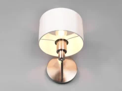 Kleine LED Wandleuchte Silber matt mit Schalter & Stoffschirm Weiß