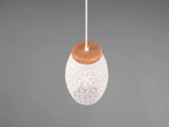 Kleine Pendelleuchte BIDAR in Weiß mit ausgefallenem Stanzmuster, Ø 15cm