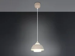 Kleine Pendelleuchte TILOS skandinavisch mit Metall- & Glasschirm Ø 23cm