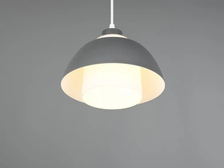 Kleine Pendelleuchte TILOS skandinavisch mit Metall- & Glasschirm Ø 23cm