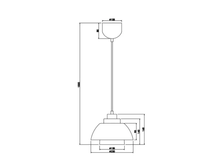 Kleine Pendelleuchte TILOS skandinavisch mit Metall- & Glasschirm Ø 23cm
