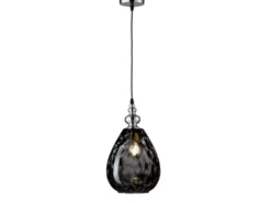 Kleine Pendelleuchte ULLER 1-flammig mit Rauchglas Lampenschirm, Ø 20cm