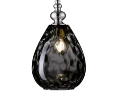 Kleine Pendelleuchte ULLER 1-flammig mit Rauchglas Lampenschirm, Ø 20cm