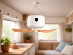 Kleiner Akku Deckenventilator mit Licht und Fernbedienung, USB aufladbar Ø 27cm