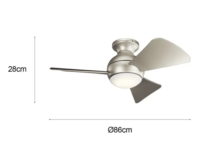 Kleiner Deckenventilator Silber, mit Licht - Feuchtraumgeeignet, Ø 86cm