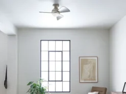Kleiner Deckenventilator Silber, mit Licht - Feuchtraumgeeignet, Ø 86cm