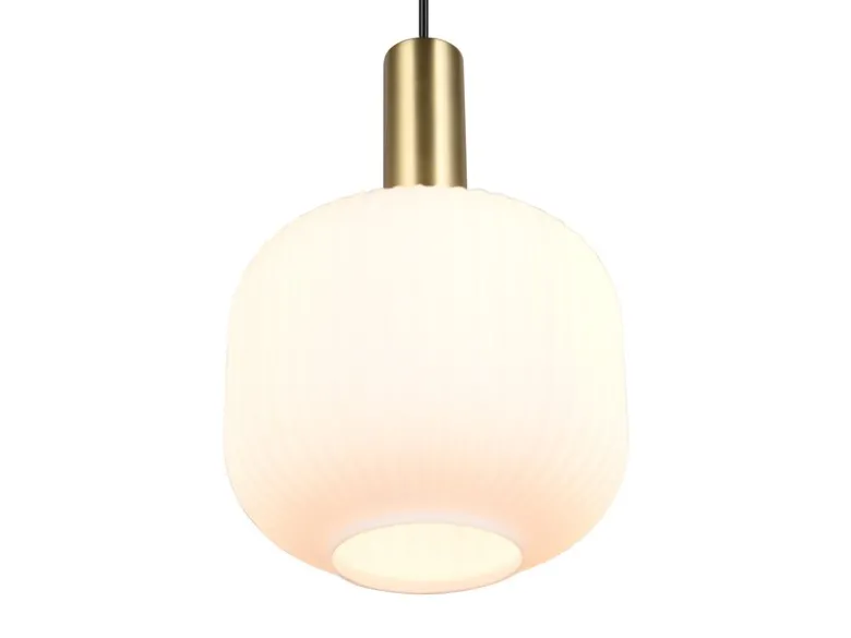 Kleine Retro Pendelleuchte DIVA 1-flammig mit Glasschirm in Weiß, Ø 20cm