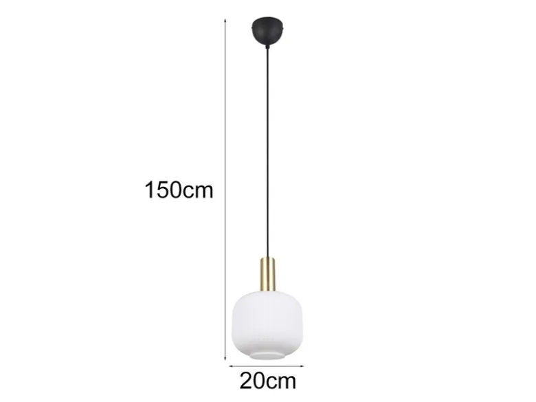 Kleine Retro Pendelleuchte DIVA 1-flammig mit Glasschirm in Weiß, Ø 20cm