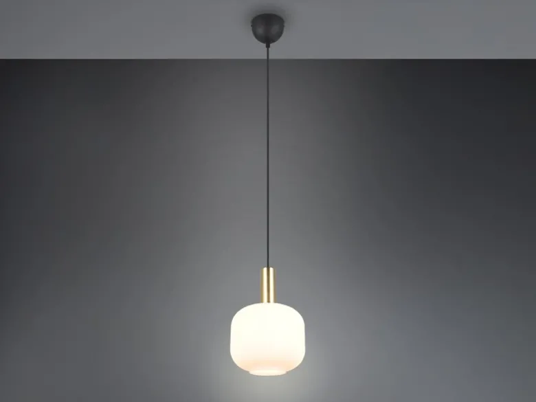 Kleine Retro Pendelleuchte DIVA 1-flammig mit Glasschirm in Weiß, Ø 20cm