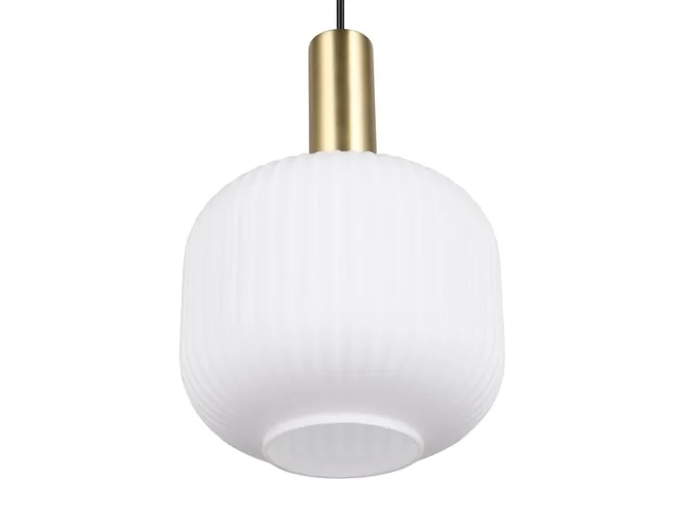 Kleine Retro Pendelleuchte DIVA 1-flammig mit Glasschirm in Weiß, Ø 20cm