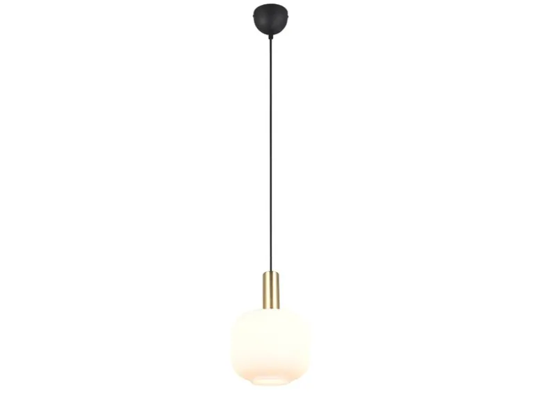 Kleine Retro Pendelleuchte DIVA 1-flammig mit Glasschirm in Weiß, Ø 20cm