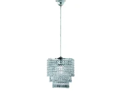 Kleiner LED Kronleuchter Chrom mit Kristall Behang aus Acryl, Ø 25cm