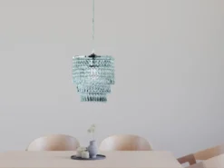 Kleiner LED Kronleuchter Chrom mit Kristall Behang aus Acryl, Ø 25cm
