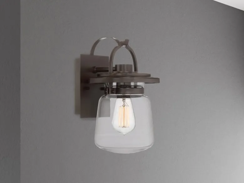 Kleine rustikale LED Außenwandleuchte aus Aluminium, Höhe 30cm