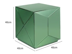 Kleiner Würfel Beistelltisch NIVA mit Spiegelglas Grün, Höhe 40cm