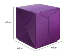 Kleiner Würfel Beistelltisch NIVA mit Spiegelglas Lila, Höhe 40cm