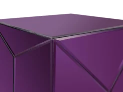Kleiner Würfel Beistelltisch NIVA mit Spiegelglas Lila, Höhe 40cm