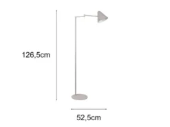 Kleine Stehlampe COSIMA mit Schwenkarm aus Metall Hellgrau, Höhe 126,5cm