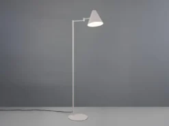 Kleine Stehlampe COSIMA mit Schwenkarm aus Metall Hellgrau, Höhe 126,5cm