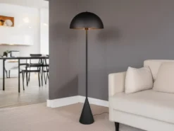 Kleine Stehleuchte ALFIE in Pilzform aus Metall Schwarz, Höhe 130cm