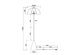 Kleine Stehleuchte ALFIE in Pilzform aus Metall Hellgrau, Höhe 130cm