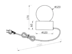 Kleine Tischlampe COUNTESS Altmessing mit Touchfunktion & Glaskugel, Höhe 17cm