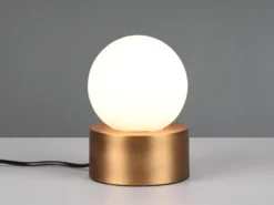 Kleine Tischlampe COUNTESS Altmessing mit Touchfunktion & Glaskugel, Höhe 17cm