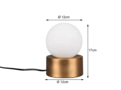 Kleine Tischlampe COUNTESS Altmessing mit Touchfunktion & Glaskugel, Höhe 17cm