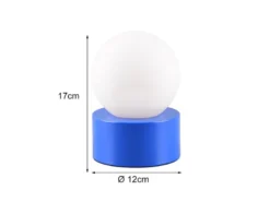 Kleine Tischlampe COUNTESS Blau mit Touchfunktion & Glaskugel, Höhe 17cm