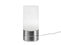 Kleine Tischlampe touch dimmbar mit Glasschirm Weiß & E14 LED, Höhe 20cm