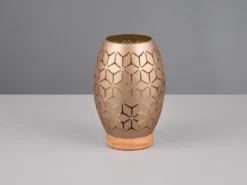 Kleine Tischleuchte BIDAR in Coffee mit ausgefallenem Stanzmuster, H: 21cm
