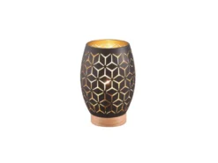 Kleine Tischleuchte BIDAR in Schwarz/Gold mit ausgefallenem Stanzmuster, H: 21cm