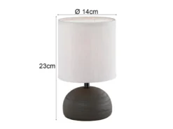 Kleine Tischleuchte LUCI mit Keramikfuß Braun & Stoffschirm, Höhe 23cm