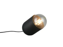 Kleine Tischleuchte NARA oval aus Metall in Schwarz, Höhe 13,5cm