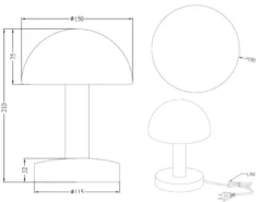 Kleine Touch Tischlampe FYNN II Silber & E14 Glasschirm Weiß, Höhe 21cm