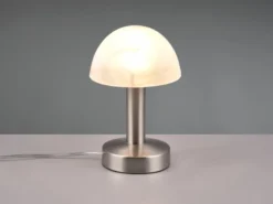 Kleine Touch Tischlampe FYNN II Silber & E14 Glasschirm Weiß, Höhe 21cm