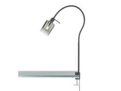 Klemmlampe ISKA Rauchglas Schwarz, Schwanenhals Leselampe, Breite 8,5cm