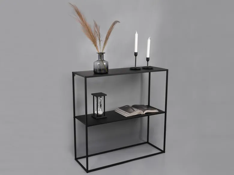 Konsolentisch - Beistelltisch 80x80cm & Batterie Tischleuchte aus Metall Schwarz